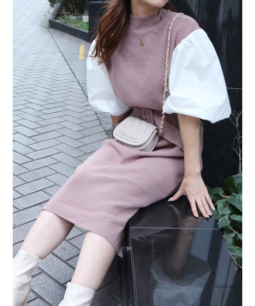ROYAL PARTY(ロイヤルパーティー)の「【ZOZO限定】ボリュームスリーブドッキングニットワンピース(ワンピース・レディース・ブラック/ライトグレー/キャメル・FREE)」の10枚目の写真