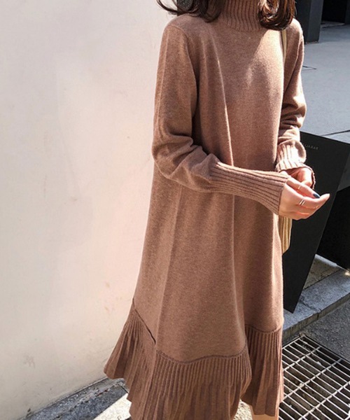 LUGG NAGG(ラグナグ)の「タートルネックティアードニットワンピース(ワンピース・レディース・ベージュ/ブラック/ピンク/ブラウン/ホワイト・MEDIUM/LARGE/X-LARGE)」の6枚目の写真