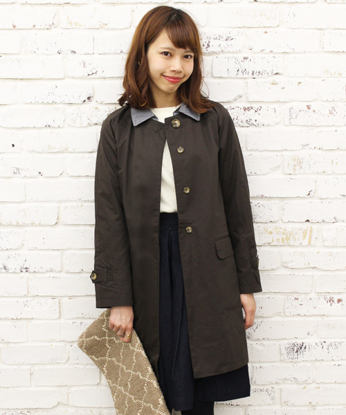 Kastane（カスタネ）の「【Kastane】取外しステンカラーコート（ステンカラーコート・レディース・ベージュ/ネイビー/ダークブラウン・FREE）」の2枚目の写真