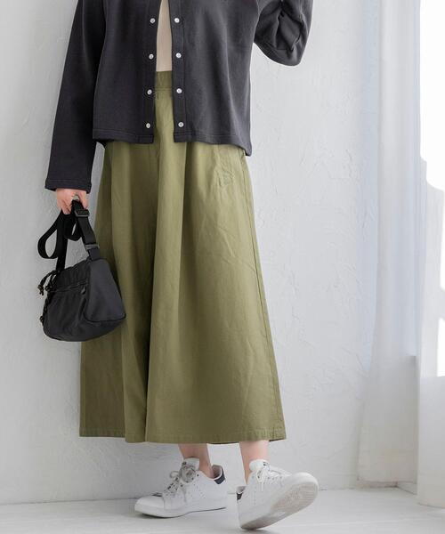 coen（コーエン）の「ロングフレアワークスカート（スカート・レディース・オリーブ/ダークグレー/ベージュ・MEDIUM/SMALL）」の3枚目の写真