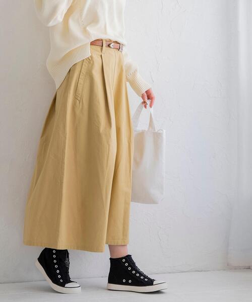 coen（コーエン）の「ロングフレアワークスカート（スカート・レディース・オリーブ/ダークグレー/ベージュ・MEDIUM/SMALL）」の20枚目の写真