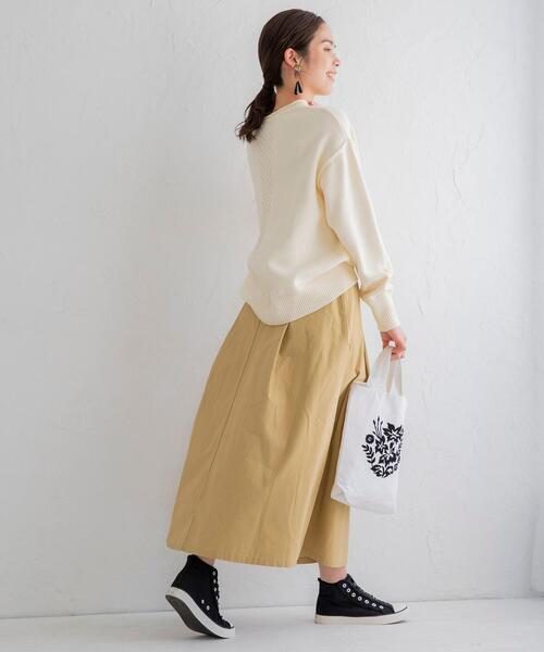 coen（コーエン）の「ロングフレアワークスカート（スカート・レディース・オリーブ/ダークグレー/ベージュ・MEDIUM/SMALL）」の8枚目の写真