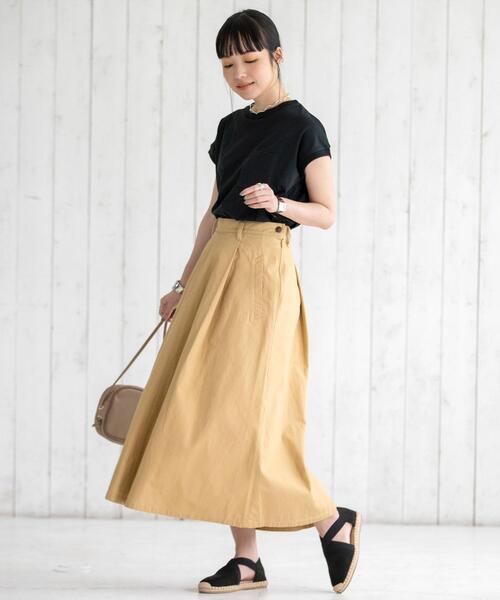 coen（コーエン）の「ロングフレアワークスカート（スカート・レディース・オリーブ/ダークグレー/ベージュ・MEDIUM/SMALL）」の11枚目の写真