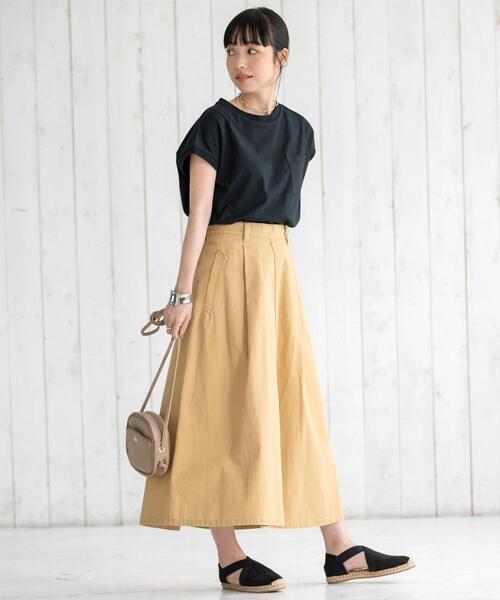 coen（コーエン）の「ロングフレアワークスカート（スカート・レディース・オリーブ/ダークグレー/ベージュ・MEDIUM/SMALL）」の12枚目の写真