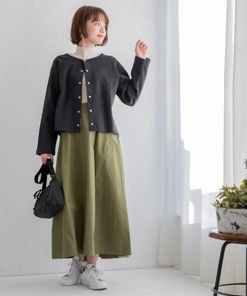 coen（コーエン）の「ロングフレアワークスカート（スカート・レディース・オリーブ/ダークグレー/ベージュ・MEDIUM/SMALL）」の22枚目の写真