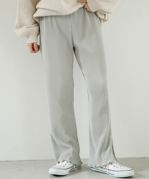 SLURR(スラ―)の「プリーツメローフリルフレアパンツ(その他パンツ・レディース・ベージュ/ミント/ピンク系その他・FREE)」の1枚目の写真