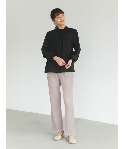 SLURR(スラ―)の「プリーツメローフリルフレアパンツ(その他パンツ・レディース・ベージュ/ミント/ピンク系その他・FREE)」の4枚目の写真