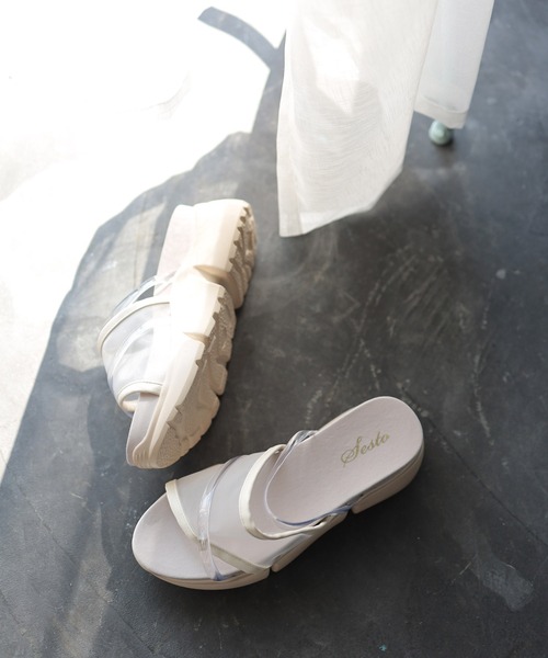 SESTO（セスト）の「シースルー&クリアストラップの厚底スポーツサンダル（サンダル・レディース・ブラック/ブラウン/クリア/グレイッシュベージュ・LL/3L/S/M/L）」の15枚目の写真