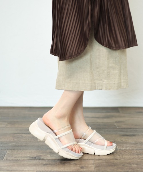 SESTO（セスト）の「シースルー&クリアストラップの厚底スポーツサンダル（サンダル・レディース・ブラック/ブラウン/クリア/グレイッシュベージュ・LL/3L/S/M/L）」の20枚目の写真