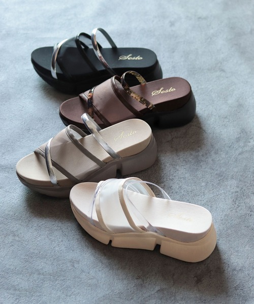 SESTO（セスト）の「シースルー&クリアストラップの厚底スポーツサンダル（サンダル・レディース・ブラック/ブラウン/クリア/グレイッシュベージュ・LL/3L/S/M/L）」の22枚目の写真