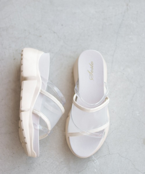 SESTO（セスト）の「シースルー&クリアストラップの厚底スポーツサンダル（サンダル・レディース・ブラック/ブラウン/クリア/グレイッシュベージュ・LL/3L/S/M/L）」の16枚目の写真