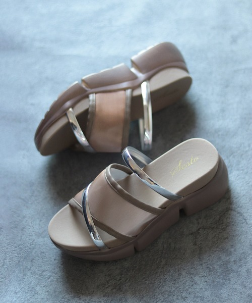 SESTO（セスト）の「シースルー&クリアストラップの厚底スポーツサンダル（サンダル・レディース・ブラック/ブラウン/クリア/グレイッシュベージュ・LL/3L/S/M/L）」の12枚目の写真