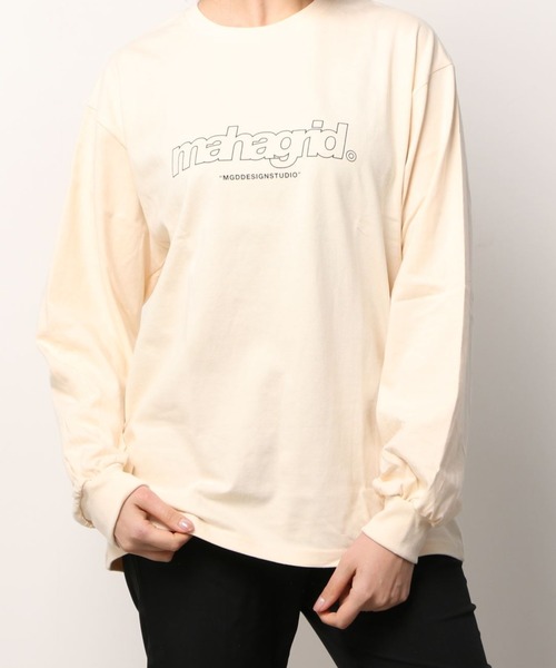 MAHAGRID（マハグリッド）の「『mahagrid/マハグリッド』THIRD LOGO LS TEE/ サードロゴ　長袖Tシャツ（Tシャツ/カットソー・レディース・ホワイト/ブラック/ブルー/チャコールグレー/パープル/ベージュ/ライトグレー/ネイビー/グリーン/ライトブルー・S/M/L/XL）」の6枚目の写真