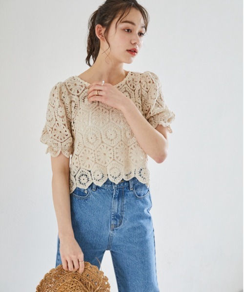 Heather（ヘザー）の「クロシェニット（半袖） 942651（ニット