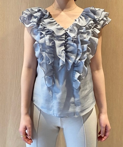 SNIDEL（スナイデル）の「バックデザインフリルブラウス（シャツ/ブラウス・レディース・ホワイト/ローズ/ライトブルー・FREE）」の16枚目の写真