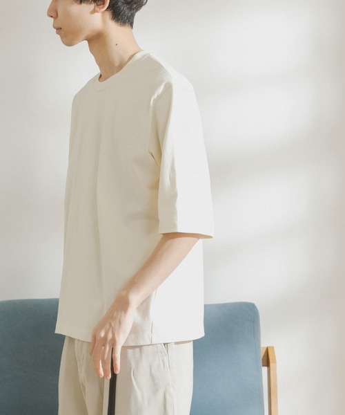 FORK&SPOON（フォークアンドスプーン）の「FORK&SPOON　オーガニックコットン5分袖Tシャツ（Tシャツ/カットソー・メンズ・ブラウン/オフホワイト/ブルー・4/5）」の2枚目の写真