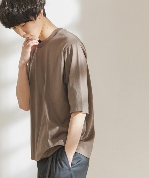 FORK&SPOON（フォークアンドスプーン）の「FORK&SPOON　オーガニックコットン5分袖Tシャツ（Tシャツ/カットソー・メンズ・ブラウン/オフホワイト/ブルー・4/5）」の5枚目の写真