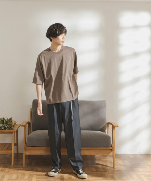 FORK&SPOON（フォークアンドスプーン）の「FORK&SPOON　オーガニックコットン5分袖Tシャツ（Tシャツ/カットソー・メンズ・ブラウン/オフホワイト/ブルー・4/5）」の8枚目の写真