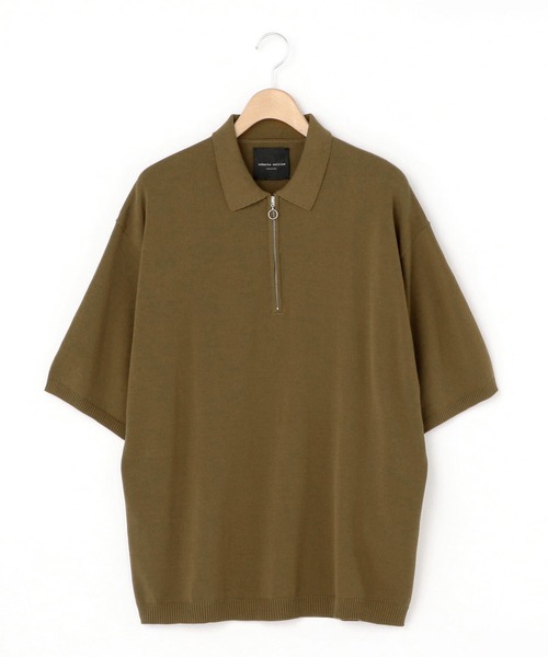 ROBERTO COLLINA（ロベルトコリーナ）の「【roberto collina】〈別注〉ハーフジップ 半袖ポロニット MEN（ポロシャツ・メンズ・ブラック/オリーブ/カーキ/ブルー・MEDIUM/LARGE）」の3枚目の写真