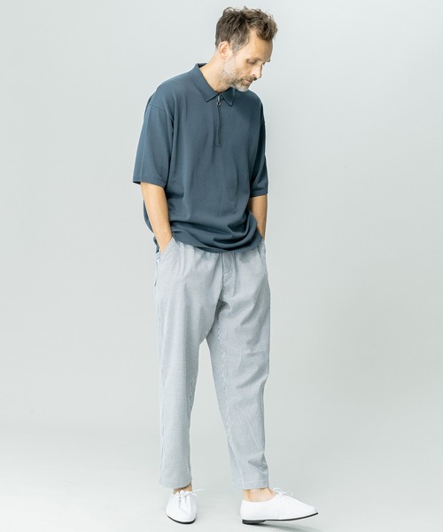 ROBERTO COLLINA（ロベルトコリーナ）の「【roberto collina】〈別注〉ハーフジップ 半袖ポロニット MEN（ポロシャツ・メンズ・ブラック/オリーブ/カーキ/ブルー・MEDIUM/LARGE）」の4枚目の写真