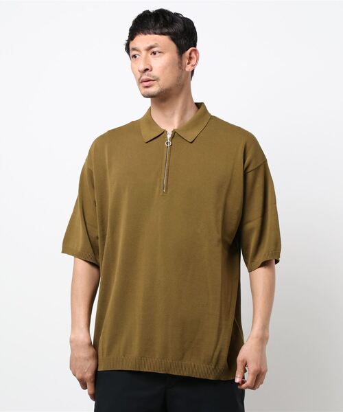 ROBERTO COLLINA（ロベルトコリーナ）の「【roberto collina】〈別注〉ハーフジップ 半袖ポロニット MEN（ポロシャツ・メンズ・ブラック/オリーブ/カーキ/ブルー・MEDIUM/LARGE）」の9枚目の写真