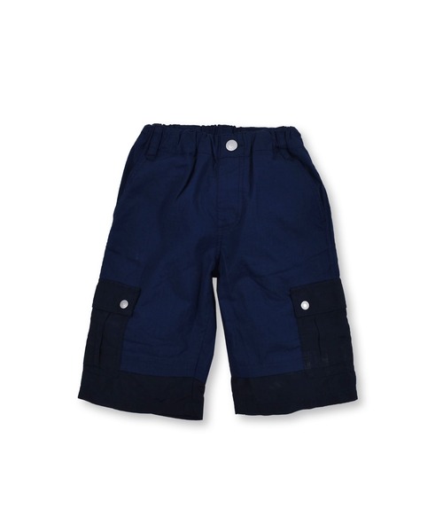 WASK（ワスク）の「WASK/5.5分丈 切り替え シーチング カーゴパンツ (100~160cm)（カーゴパンツ・キッズ・ネイビー/グリーン・130/150/100/120/140/160/110）」の2枚目の写真