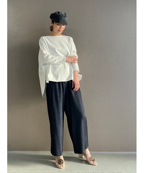 BEARDSLEY（ビアズリー）の「いつでもいつの時もオールシーズン、着回しできる 3サイズ展開 ウエストリブデニムパンツ（デニムパンツ・レディース・インディゴブルー・SMALL/LARGE/FREE）」の4枚目の写真