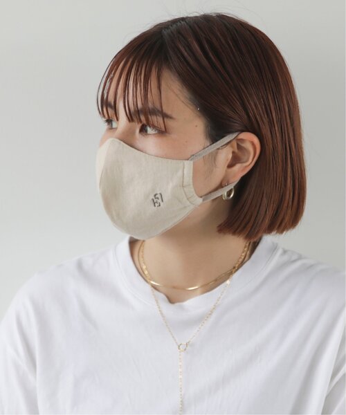 RAY CASSIN(レイカズン)の「EL Embroidery Mask(マスク・レディース・チャコールグレー/ベージュ・FREE)」の4枚目の写真