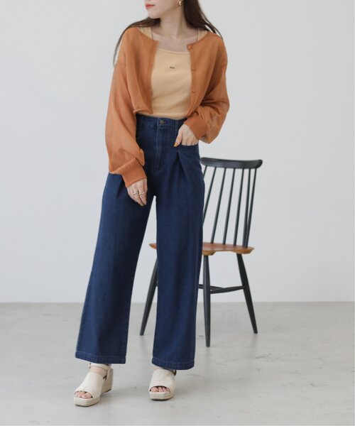 RAY CASSIN（レイカズン）の「ショートシアーニットカーデ（ニット/セーター・レディース・ブラック/オレンジ/キナリ・FREE）」の11枚目の写真