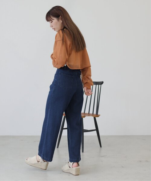 RAY CASSIN（レイカズン）の「ショートシアーニットカーデ（ニット/セーター・レディース・ブラック/オレンジ/キナリ・FREE）」の12枚目の写真