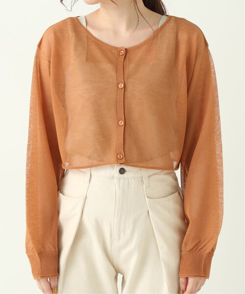 RAY CASSIN（レイカズン）の「ショートシアーニットカーデ（ニット/セーター・レディース・ブラック/オレンジ/キナリ・FREE）」の16枚目の写真