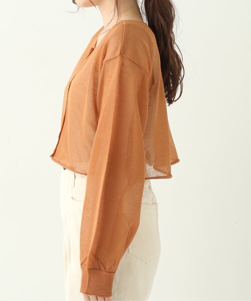 RAY CASSIN（レイカズン）の「ショートシアーニットカーデ（ニット/セーター・レディース・ブラック/オレンジ/キナリ・FREE）」の17枚目の写真