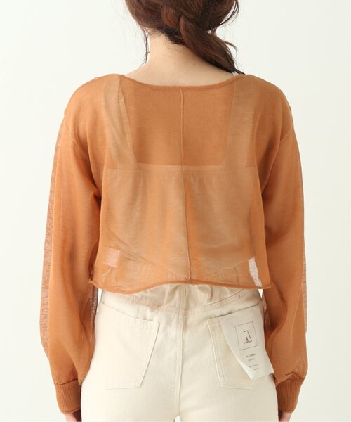 RAY CASSIN（レイカズン）の「ショートシアーニットカーデ（ニット/セーター・レディース・ブラック/オレンジ/キナリ・FREE）」の18枚目の写真