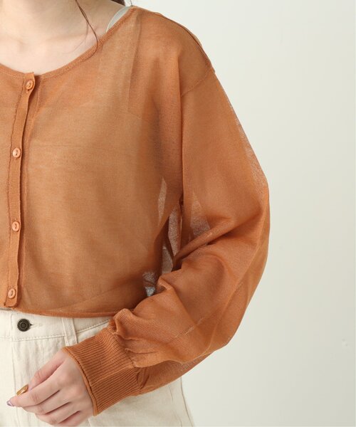 RAY CASSIN（レイカズン）の「ショートシアーニットカーデ（ニット/セーター・レディース・ブラック/オレンジ/キナリ・FREE）」の20枚目の写真