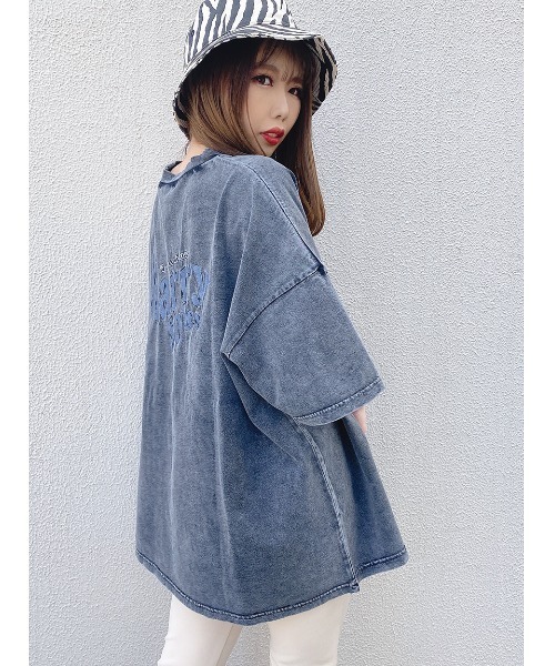 one way（ワンウェイ）の「【oneway Jeans】HARRYUP加工Tシャツ（Tシャツ/カットソー・レディース・ブラック/ダークグリーン/ベージュ/ライトパープル/ライトブルー・FREE）」の2枚目の写真