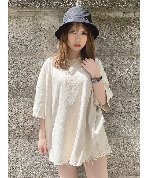 one way（ワンウェイ）の「【oneway Jeans】HARRYUP加工Tシャツ（Tシャツ/カットソー・レディース・ブラック/ダークグリーン/ベージュ/ライトパープル/ライトブルー・FREE）」の10枚目の写真