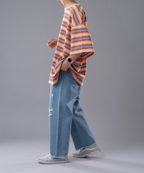 ballsy brothers ダメージオーバールーズデニムパンツ 完売品 BALLSY.BROTHERS（ボールジーブラザーズ）の「Damaged overdyed