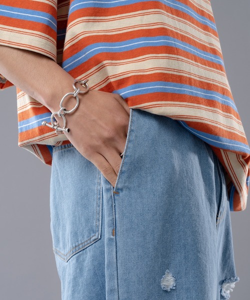 kutir（クティール）の「ダメージデニムワイドストレートパンツ（デニムパンツ・メンズ・ライトブルー/ブラック/オフホワイト・SMALL/MEDIUM/LARGE）」の11枚目の写真