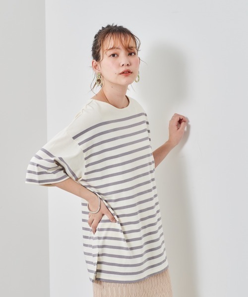 cepo（セポ）の「パネルボーダーＴｅｅ（Tシャツ/カットソー・レディース・グレー/イエロー/サックスブルー・M）」の2枚目の写真