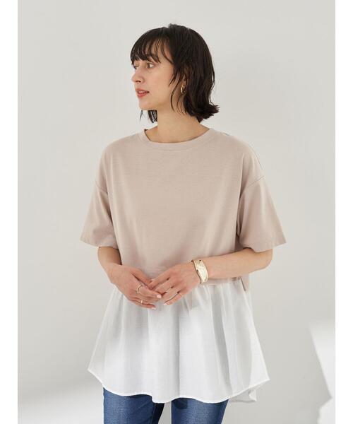 earth music&ecology（アースミュージックアンドエコロジー）の「レイヤード風カットチュニック ＊（Tシャツ/カットソー・レディース・ミント/サックスブルー/ベージュ・FREE）」の4枚目の写真