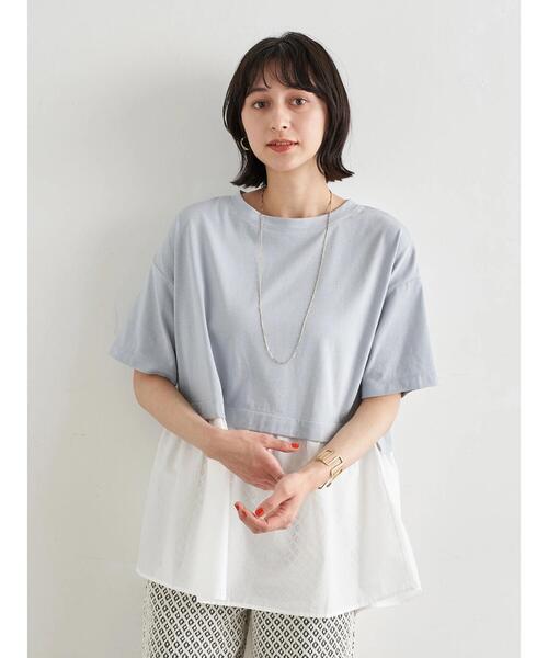 earth music&ecology（アースミュージックアンドエコロジー）の「レイヤード風カットチュニック ＊（Tシャツ/カットソー・レディース・ミント/サックスブルー/ベージュ・FREE）」の6枚目の写真