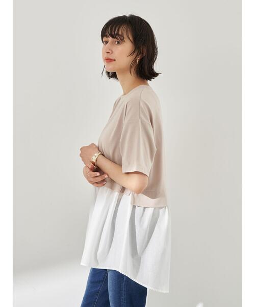 earth music&ecology（アースミュージックアンドエコロジー）の「レイヤード風カットチュニック ＊（Tシャツ/カットソー・レディース・ミント/サックスブルー/ベージュ・FREE）」の7枚目の写真