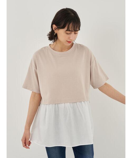 earth music&ecology（アースミュージックアンドエコロジー）の「レイヤード風カットチュニック ＊（Tシャツ/カットソー・レディース・ミント/サックスブルー/ベージュ・FREE）」の8枚目の写真