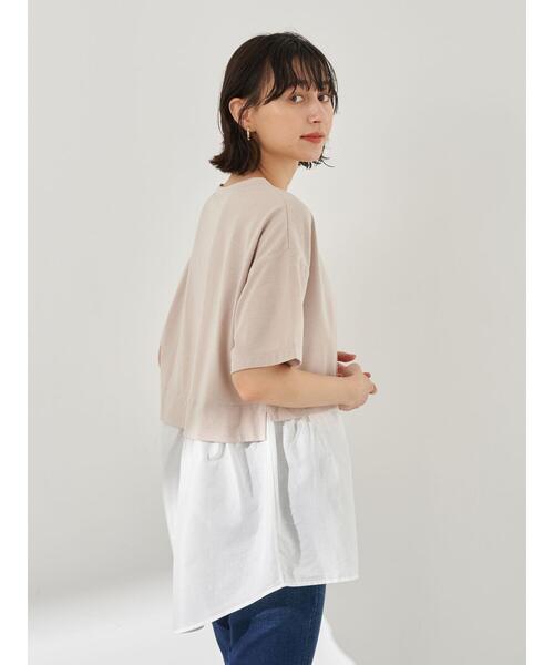 earth music&ecology（アースミュージックアンドエコロジー）の「レイヤード風カットチュニック ＊（Tシャツ/カットソー・レディース・ミント/サックスブルー/ベージュ・FREE）」の10枚目の写真