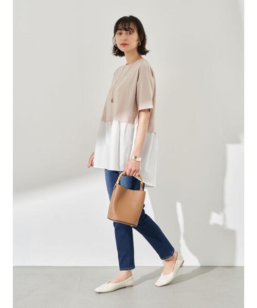 earth music&ecology（アースミュージックアンドエコロジー）の「レイヤード風カットチュニック ＊（Tシャツ/カットソー・レディース・ミント/サックスブルー/ベージュ・FREE）」の20枚目の写真