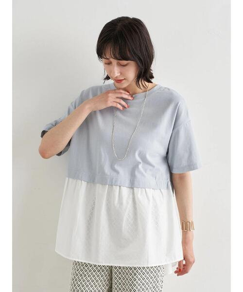 earth music&ecology（アースミュージックアンドエコロジー）の「レイヤード風カットチュニック ＊（Tシャツ/カットソー・レディース・ミント/サックスブルー/ベージュ・FREE）」の22枚目の写真