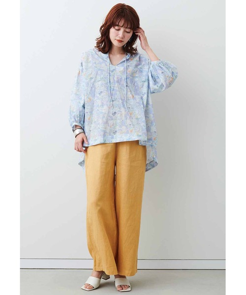 MEDE19F（メデジュウキュウ）の「ＭＥＤＥ１９Ｆ　コットン素材の水彩画ブラウス（シャツ/ブラウス・レディース・ライトグレー/ライトパープル・MEDIUM/LARGE/X-LARGE/XX-LARGE）」の14枚目の写真