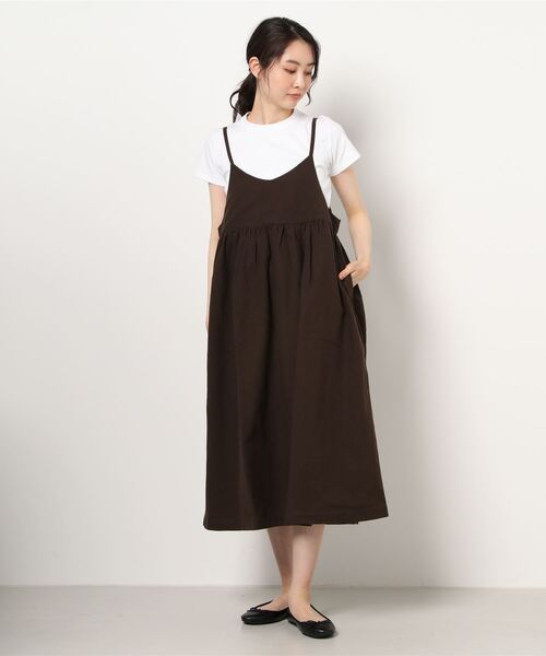 Samansa Mos2（サマンサ モスモス）の「キャミワンピース（ワンピース・レディース・ベージュ/カーキ/ダークブラウン・ﾌﾘ-）」の6枚目の写真