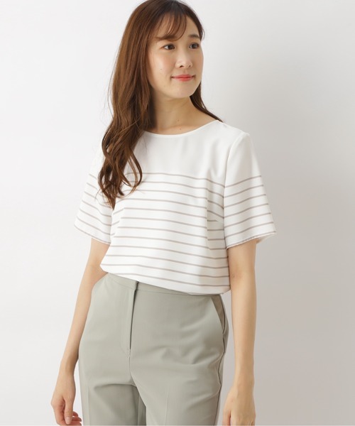 NATURAL BEAUTY BASIC(ナチュラルビューティーベーシック)の「ボーダーTブラウス/ 0171110513(シャツ/ブラウス・レディース・ホワイト系その他/ホワイト系その他2・MEDIUM/SMALL)」の1枚目の写真