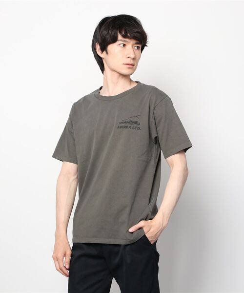 AVIREX(アヴィレックス)の「AVIREX(アヴィレックス) フェードウォッシュTシャツ ラックランド/FADE WASH T-SHIRT LACKLAND(Tシャツ/カットソー)」|オリーブ